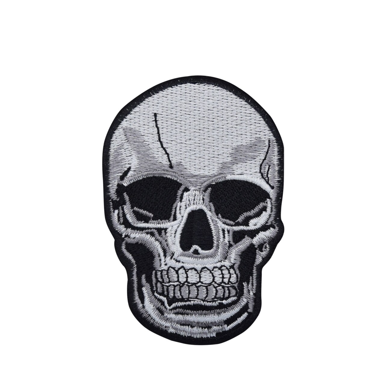 4 inch Human Skull, Halloween, Gothic, Embroidered, Iron on Patch